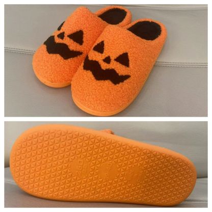 Halloween Slippers Halloween Pumpkin Shoes Comfortable Cotton Slippers-Blongser