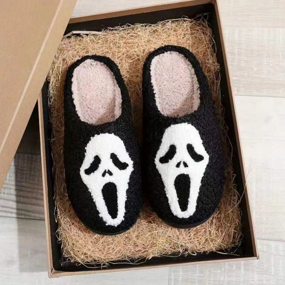 Halloween Slippers Halloween Ghost Shoes Comfortable Soft Home Cotton Slippers-Blongser