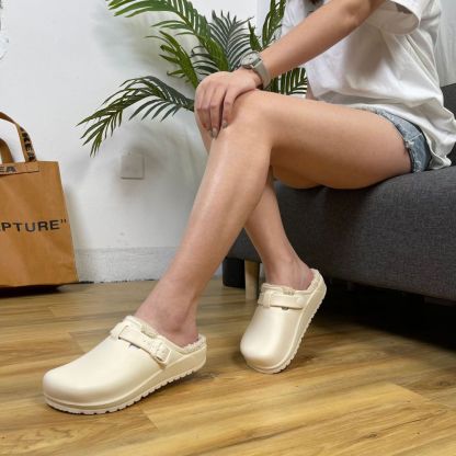 Laboratory Clogs Comfort Mules Close Toe Nurse Shoes Slip On Garden Cotton Slippers-Blongser