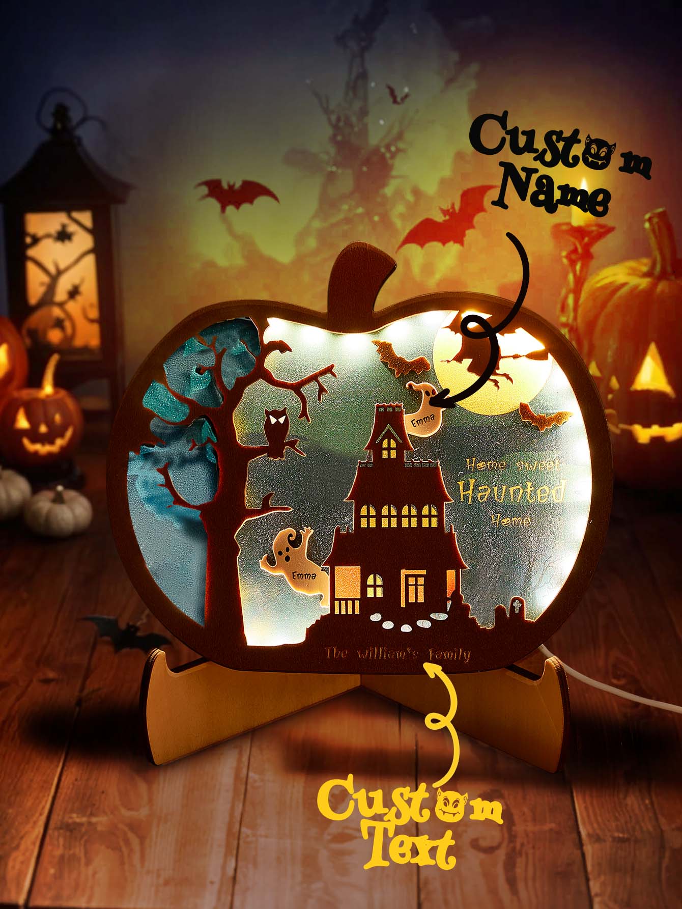 Personalized Halloween Light with Family Name Halloween Decorations Night Light Gifts for Family-Blongser