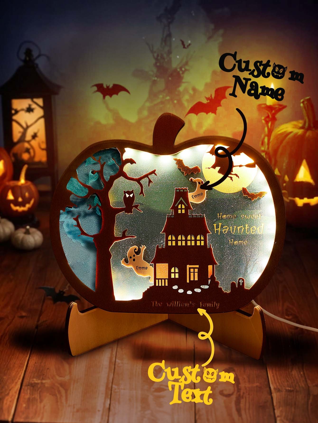 Personalized Halloween Light with Family Name Halloween Decorations Night Light Gifts for Family-Blongser