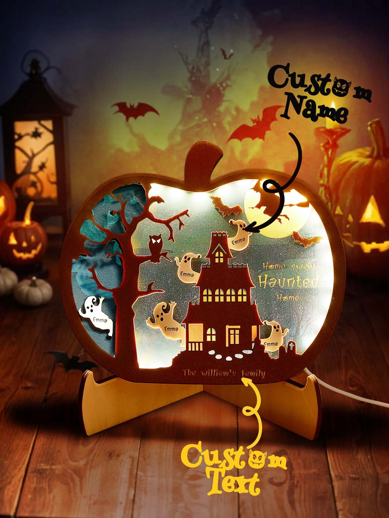 Personalized Halloween Light with Family Name Halloween Decorations Night Light Gifts for Family-Blongser