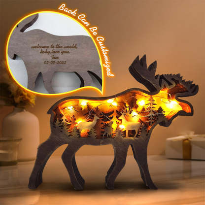 Custom Animal Wooden Statue Home Ornament Multi layer Woodland Bear Silhouette Decor for Shelf Table Wood Statue-Blongser