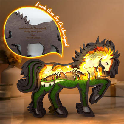 Custom Animal Wooden Statue Home Ornament Multi layer Woodland Bear Silhouette Decor for Shelf Table Wood Statue-Blongser