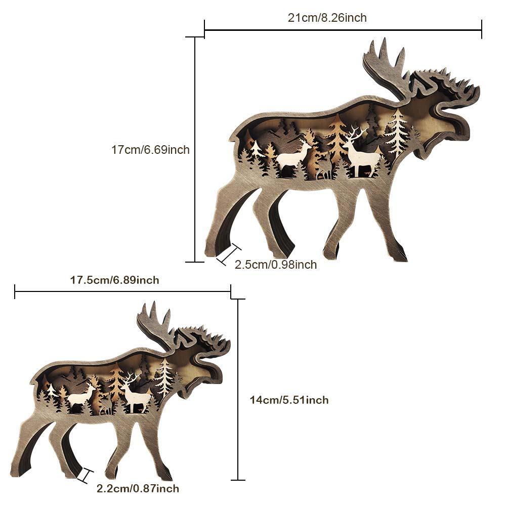 Custom Animal Wooden Statue Home Ornament Multi layer Woodland Bear Silhouette Decor for Shelf Table Wood Statue-Blongser