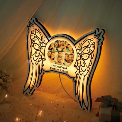 Custom Photo Engraved Night Light Angel Wings Home Gifts-Blongser