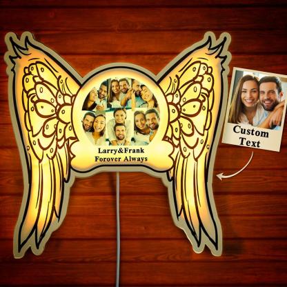 Custom Photo Engraved Night Light Angel Wings Home Gifts-Blongser