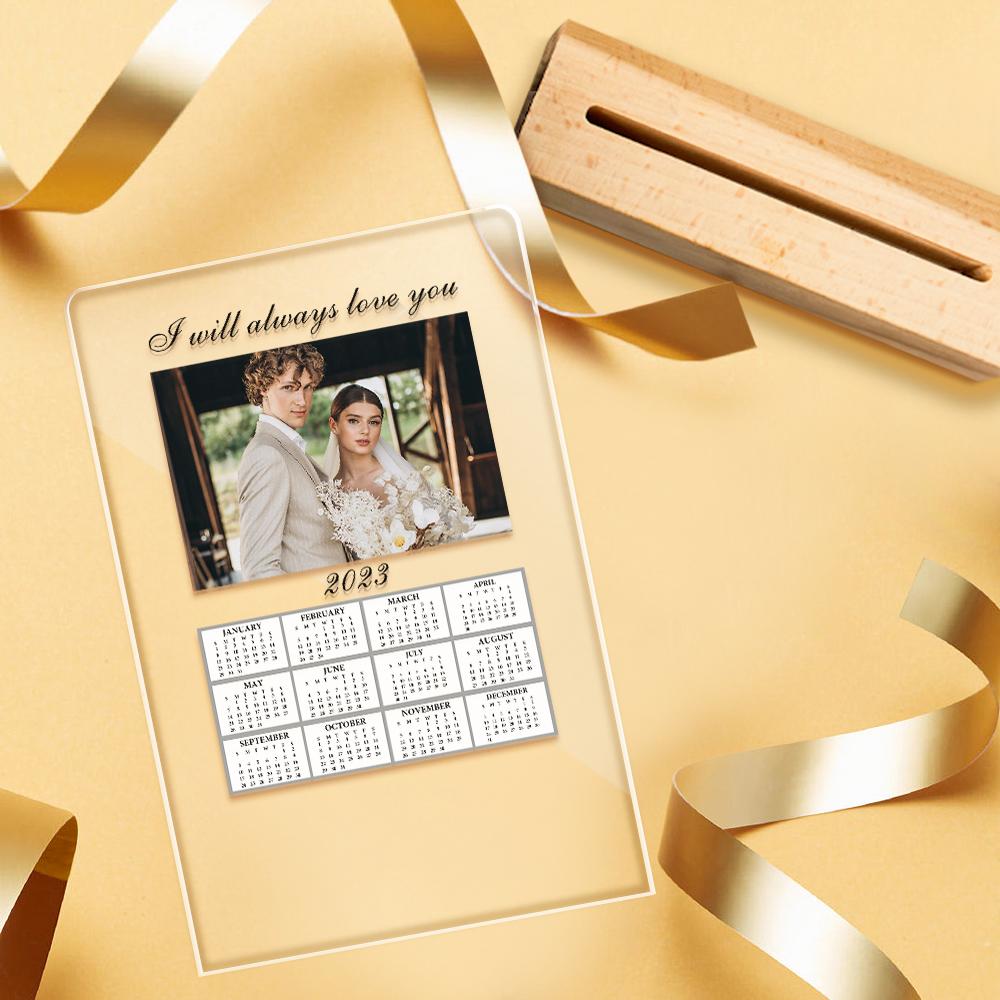 Custom Acrylic Calendar Personalized Night Light with Your Photo Gifts for Couples-Blongser