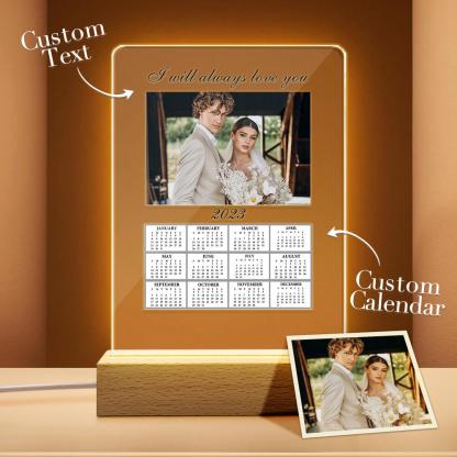 Custom Acrylic Calendar Personalized Night Light with Your Photo Gifts for Couples-Blongser