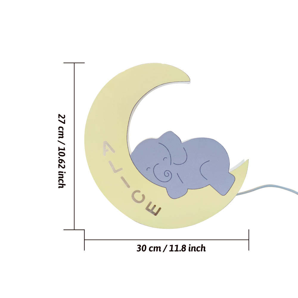 Personalized Name Baby Elephant Wall Light for Kids Room Birthday Gift for Kids-Blongser