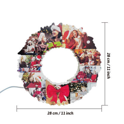 Personalized Photo Collage Wall Light Christmas Wreath Night Light Best Christmas Gift-Blongser