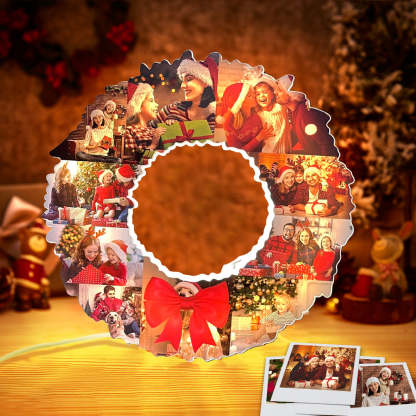 Personalized Photo Collage Wall Light Christmas Wreath Night Light Best Christmas Gift-Blongser