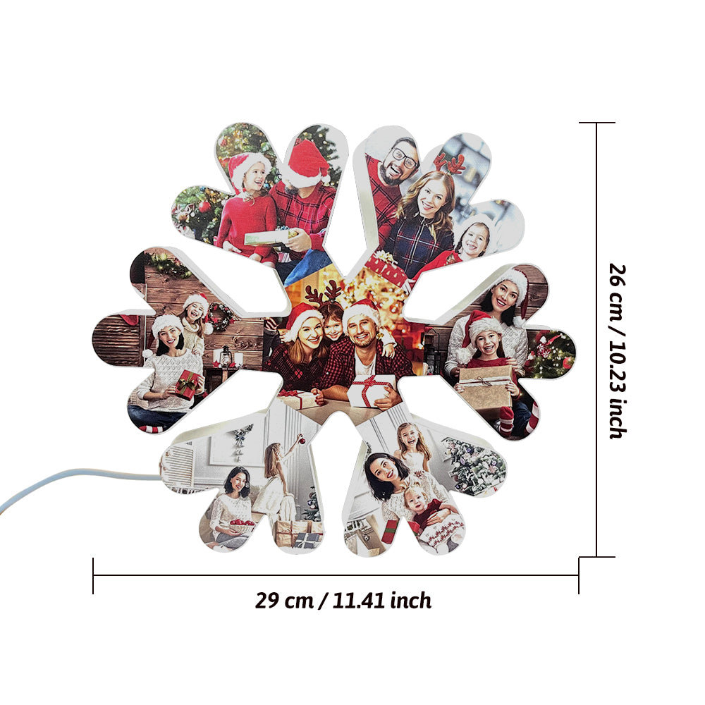 Personalized Photo Collage Wall Light Christmas Snowflake Night Light Best Christmas Gift-Blongser