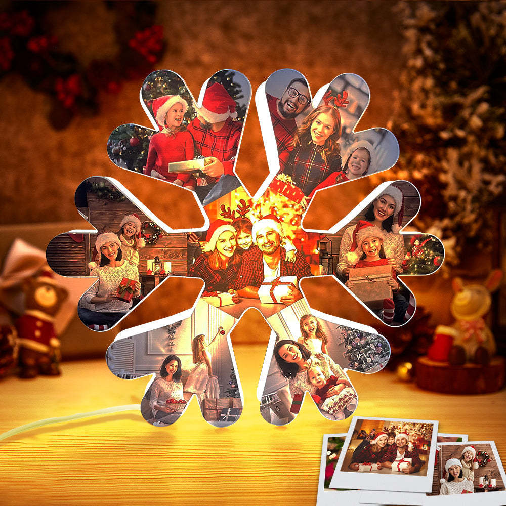 Personalized Photo Collage Wall Light Christmas Snowflake Night Light Best Christmas Gift-Blongser