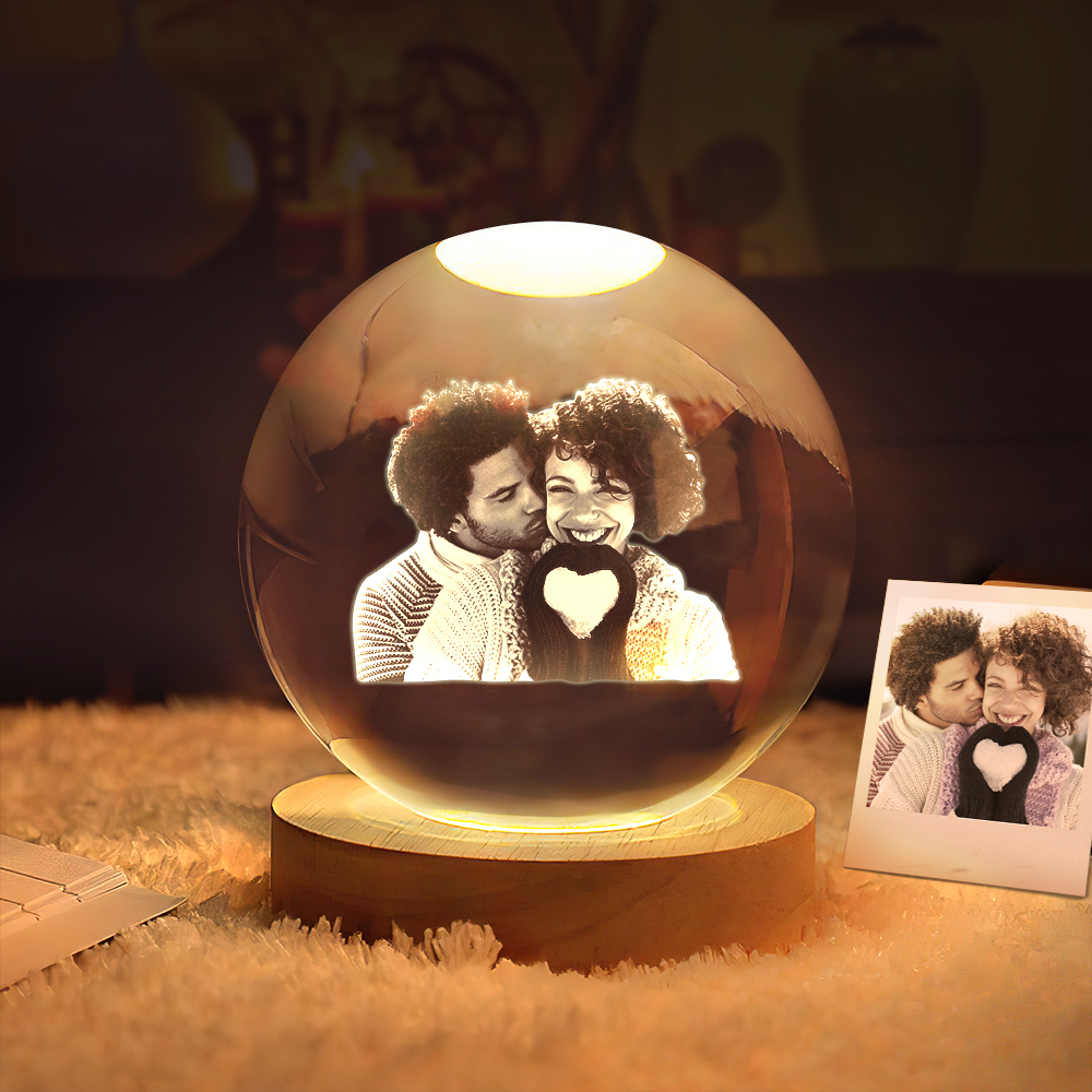 Personalized 2D Photo Crystal Ball Night Light-Blongser