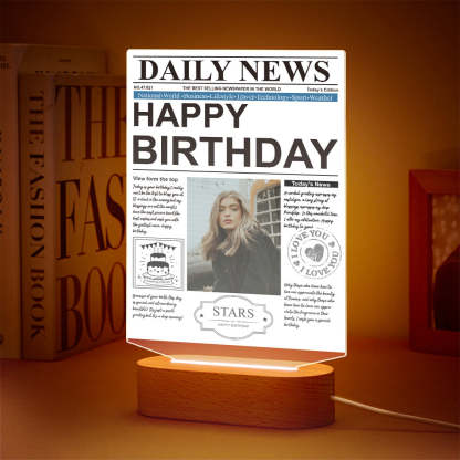 Custom Photo News Acrylic Plaque Colorful Lamp Personalized Night Light Birthday Gifts Memories Gift-Blongser