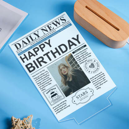 Custom Photo News Acrylic Plaque Colorful Lamp Personalized Night Light Birthday Gifts Memories Gift-Blongser