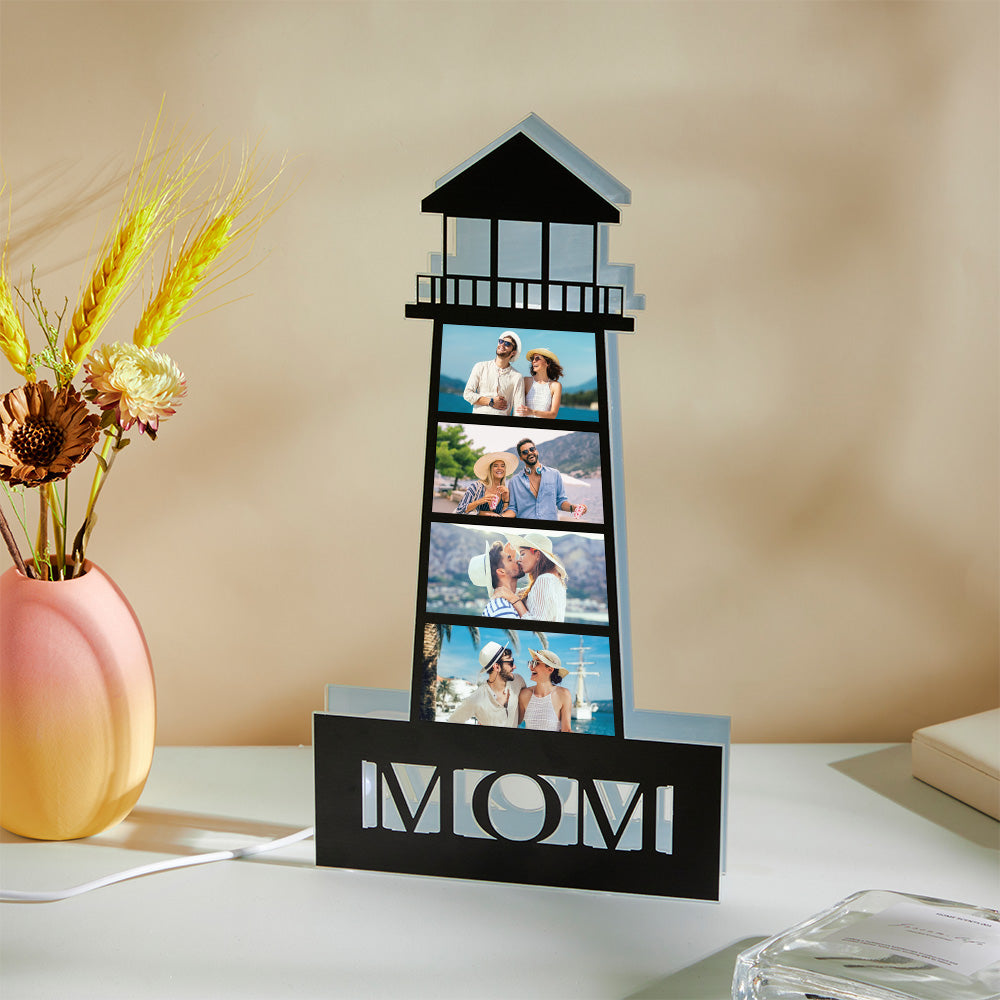 Personalized Photo Lighthouse Night Light LED Lamp Decoration Mother's Day Gifts-Blongser