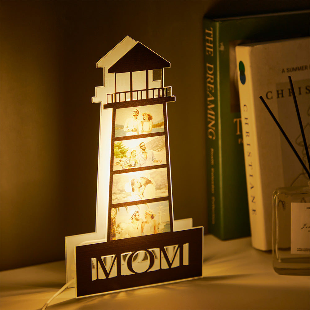 Personalized Photo Lighthouse Night Light LED Lamp Decoration Mother's Day Gifts-Blongser
