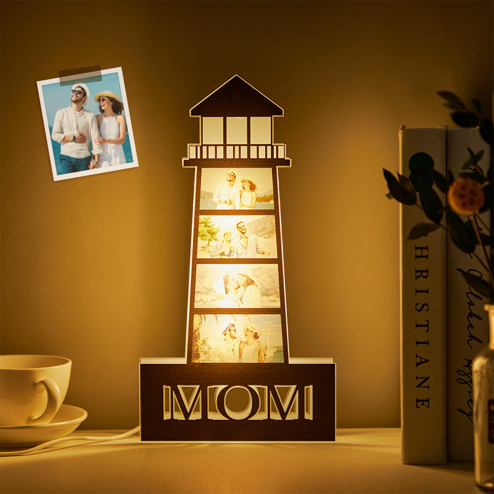 Personalized Photo Lighthouse Night Light LED Lamp Decoration Mother's Day Gifts-Blongser