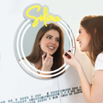 Personalized Name Mirror Light for Wall Custom Color Neon Mirror LED Dimmable Light Birthday Party Wedding Gift-Blongser