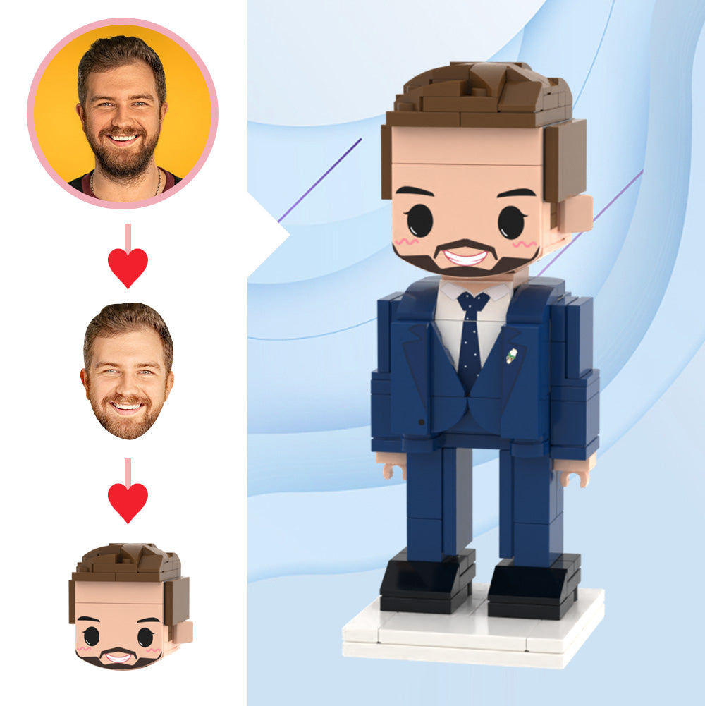 Wedding Gifts Blue Dress Brick Figures Custom Head Cute Brick Figures Small Particle Block Toy-Blongser