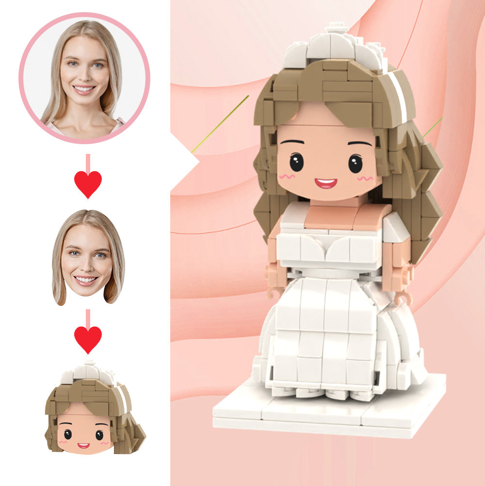 Wedding Gifts Wedding Dress Brick Figures Custom Head Cute Brick Figures Small Particle Block Toy-Blongser