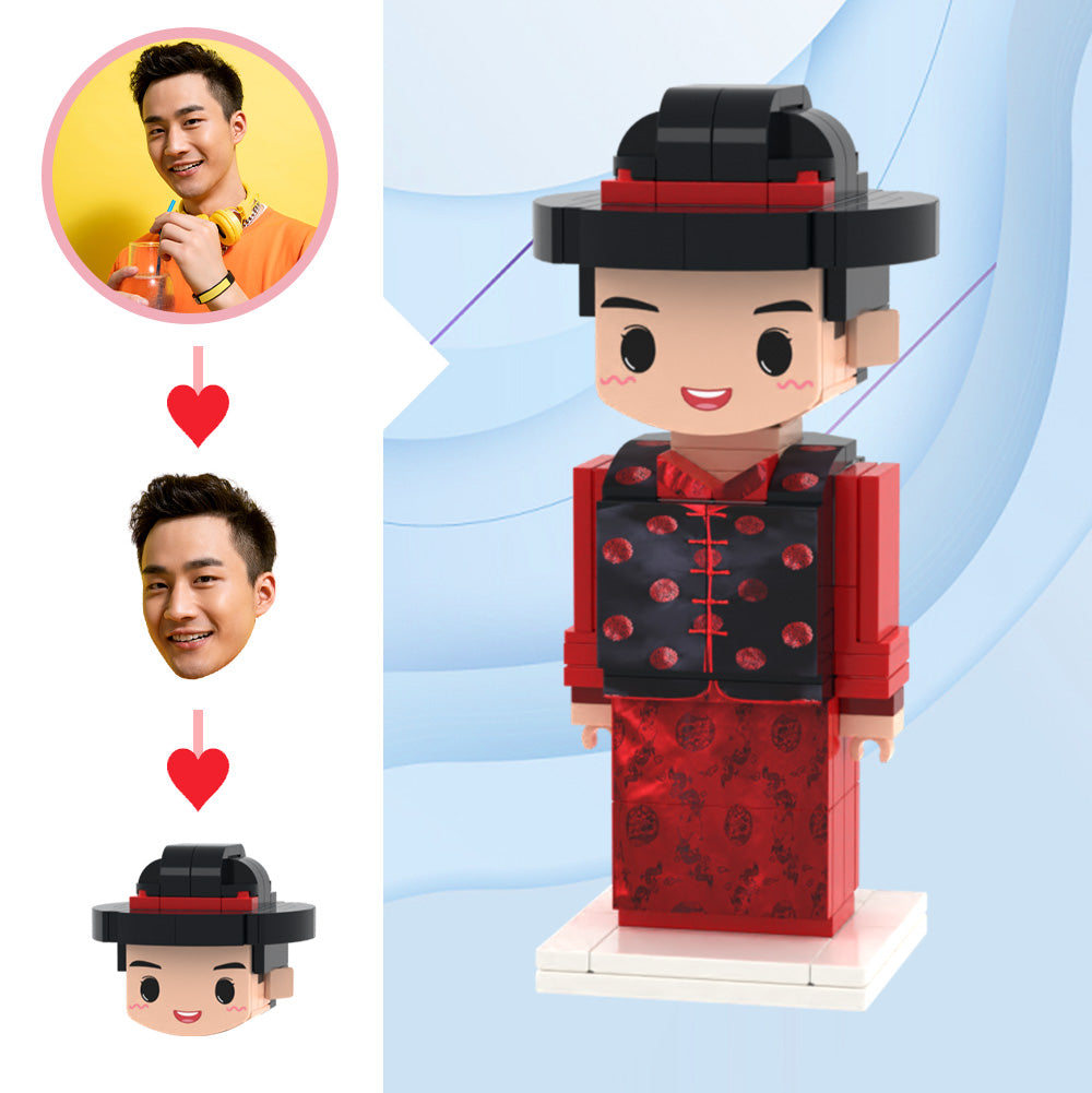 Wedding Gifts Chinese Wedding Men's Clothing Brick Figures Custom Head Cute Brick Figures Small Particle Block Toy-Blongser