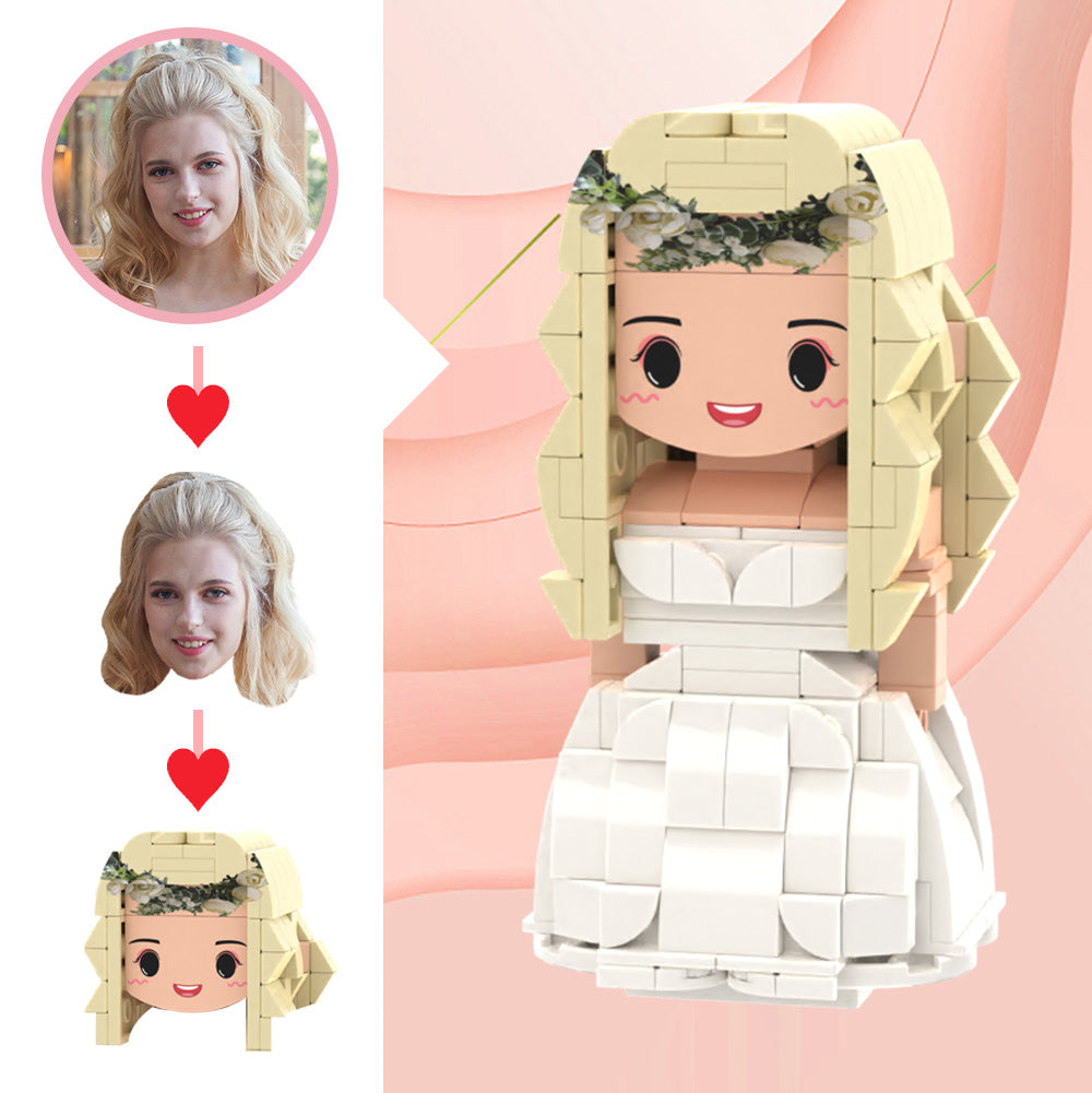 Wedding Gifts Luxury Wedding Dresses Brick Figures Custom Head Cute Brick Figures Small Particle Block Toy-Blongser