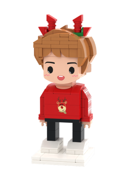 Christmas Gifts Custom Head Cute Brick Figures Personalized Christmas Elk Boy Brick Figures Small Particle Block Toy-Blongser