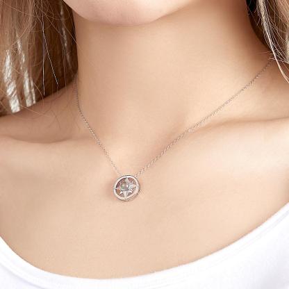 Custom Projection Photo Necklace Eight-Pointed Star Pendant Jewelry-Blongser