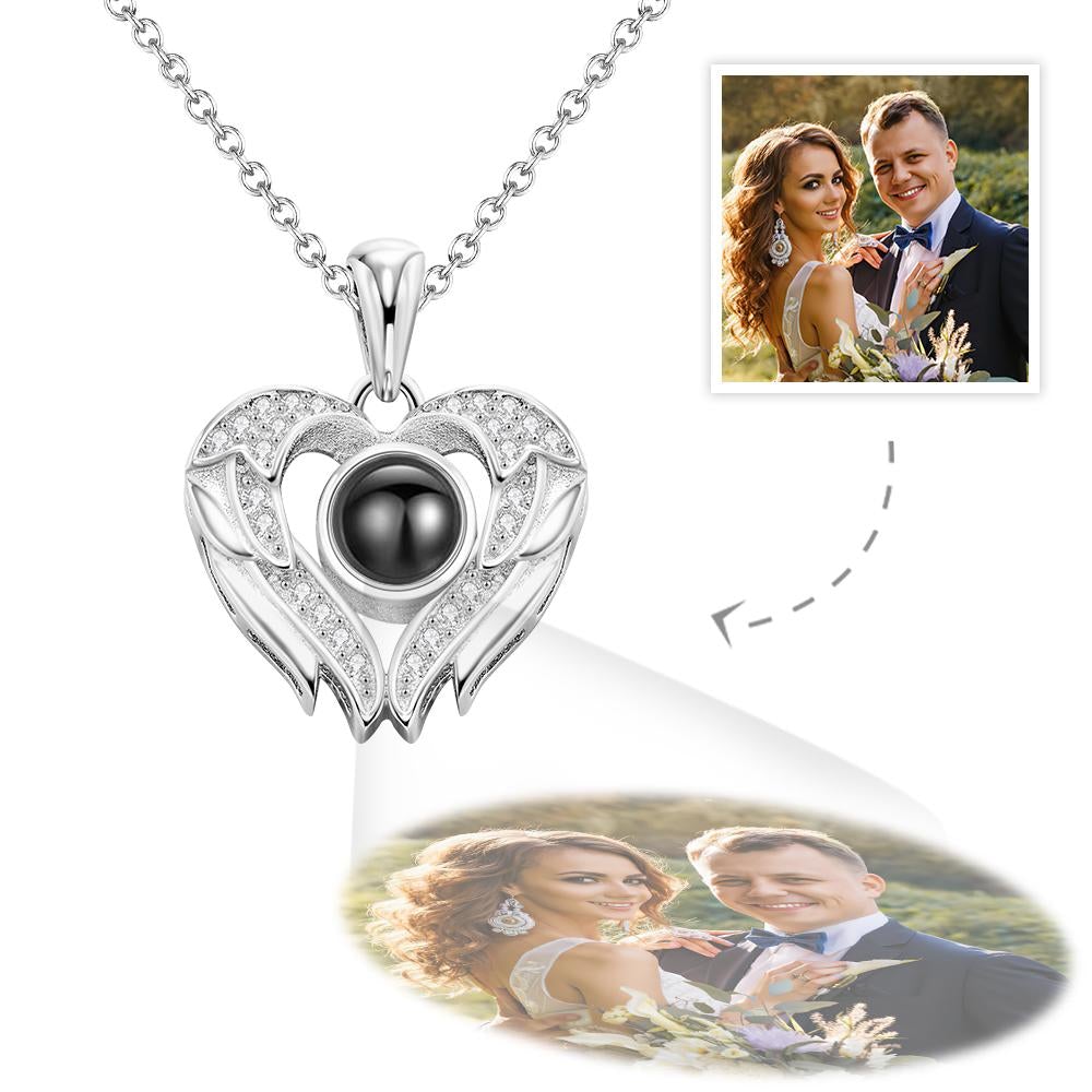 Personalized Angel Wings Photo Projection Necklace-Blongser