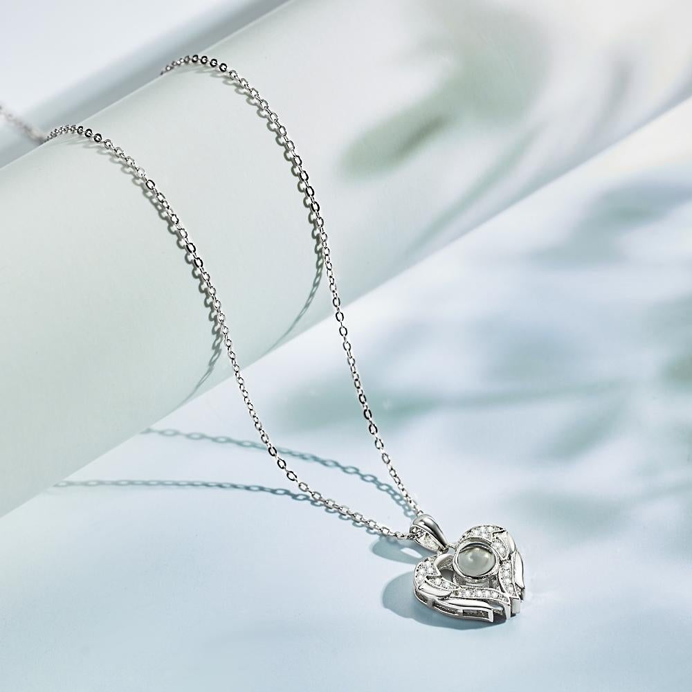 Personalized Angel Wings Photo Projection Necklace-Blongser
