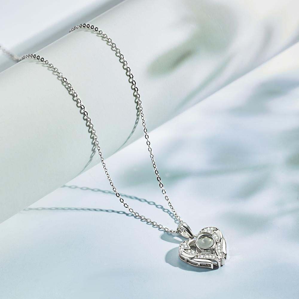 Personalized Angel Wings Photo Projection Necklace-Blongser