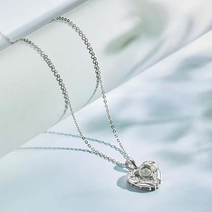 Personalized Angel Wings Photo Projection Necklace-Blongser
