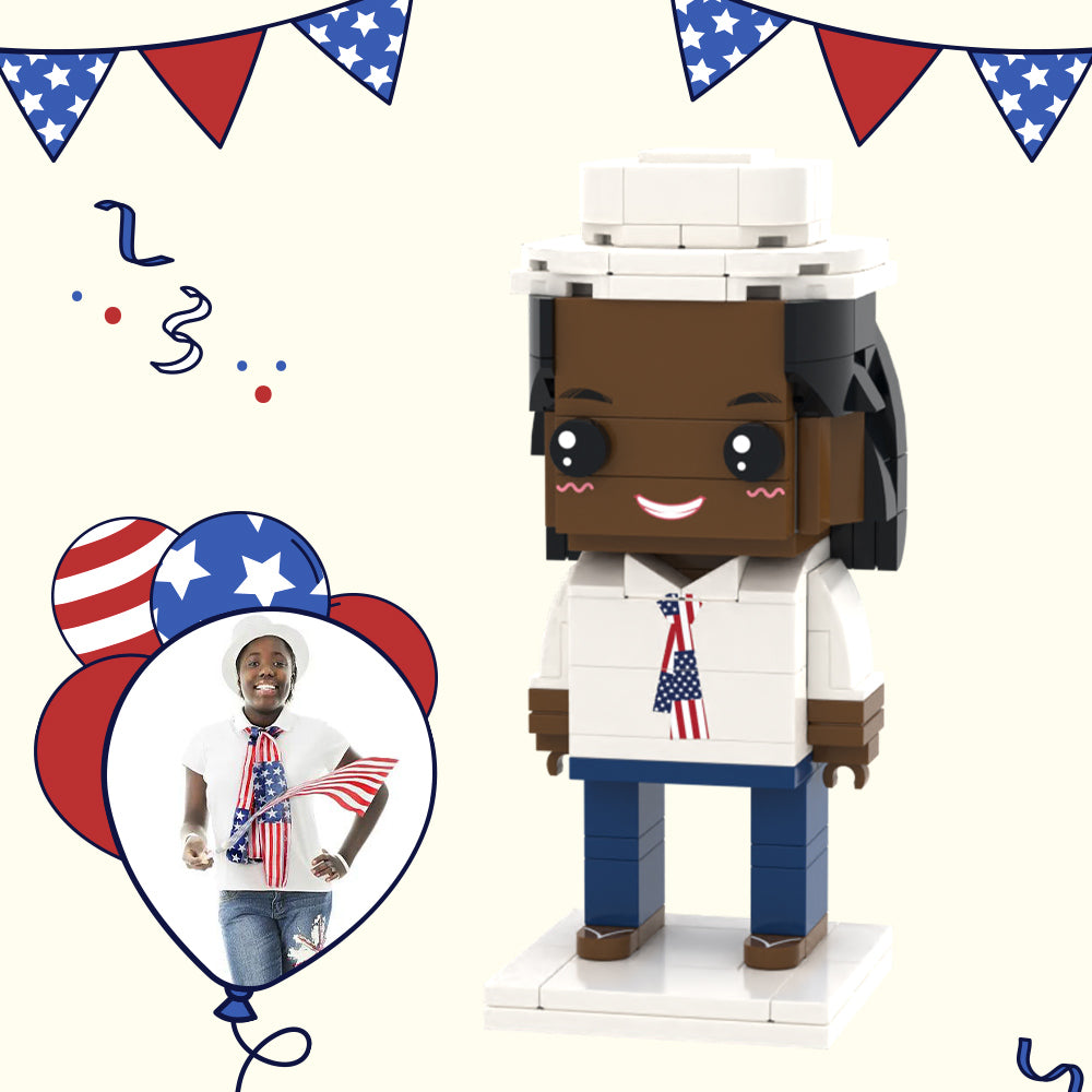 Independence Day Commemorative Gift Full Body Customizable 1 Person Custom Brick Figures Small Particle Block Toy-Blongser