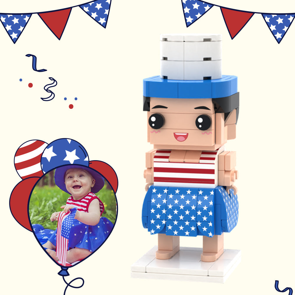 Independence Day Commemorative Gift for Baby Full Body Customizable 1 Person Custom Brick Figures Small Particle Block Toy-Blongser