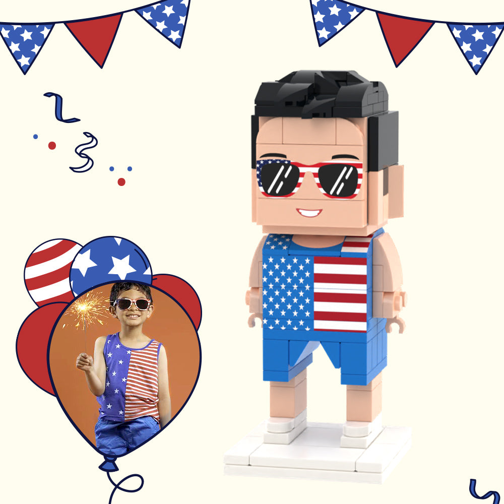 Full Body Customizable 1 Person Custom Brick Figures Small Particle Block Toy Independence Day Commemorative Gift-Blongser