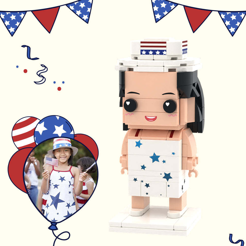 Independence Day Commemorative Gift for Kids Full Body Customizable 1 Person Custom Brick Figures Small Particle Block Toy-Blongser