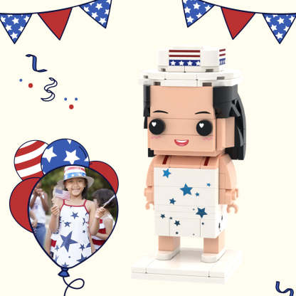 Independence Day Commemorative Gift for Kids Full Body Customizable 1 Person Custom Brick Figures Small Particle Block Toy-Blongser