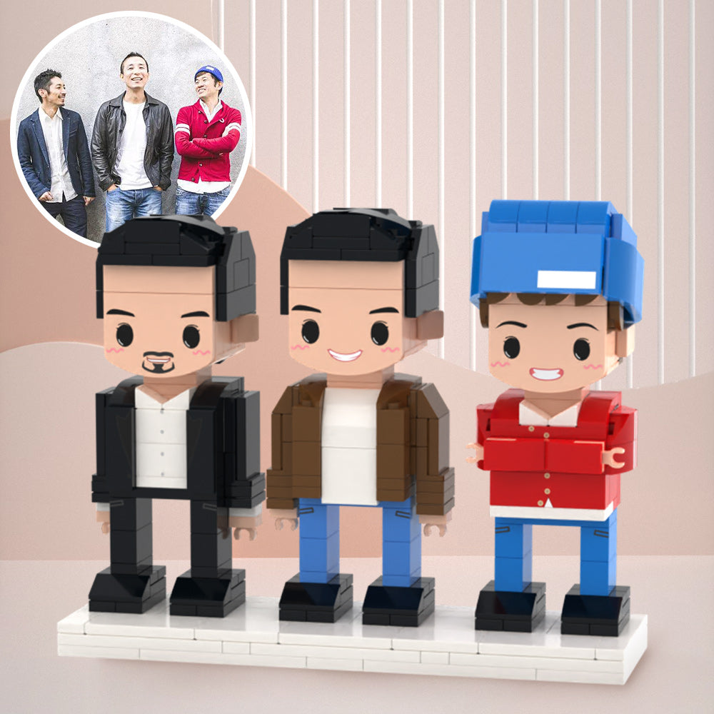 Gifts for Guys 3 People Full Custom Brick Figures Customize Brick Figures Small Particle Block Toys-Blongser