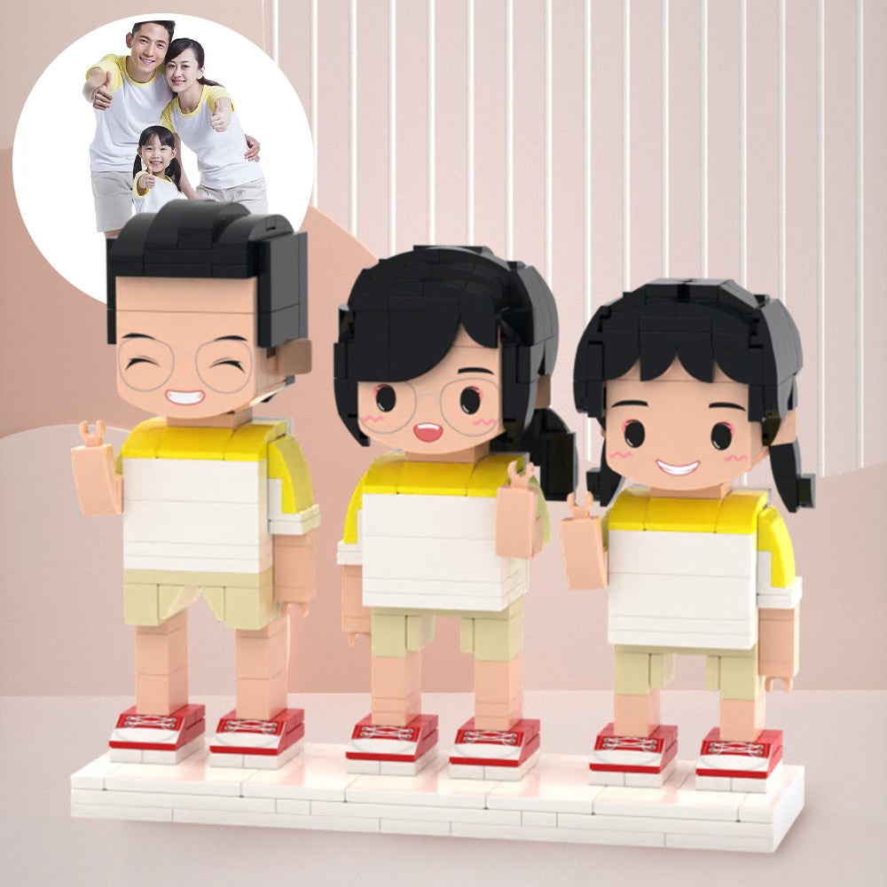 Family Surprise Gifts 3 People Full Custom Brick Figures Custom Brick Figures Small Particle Block Toys-Blongser