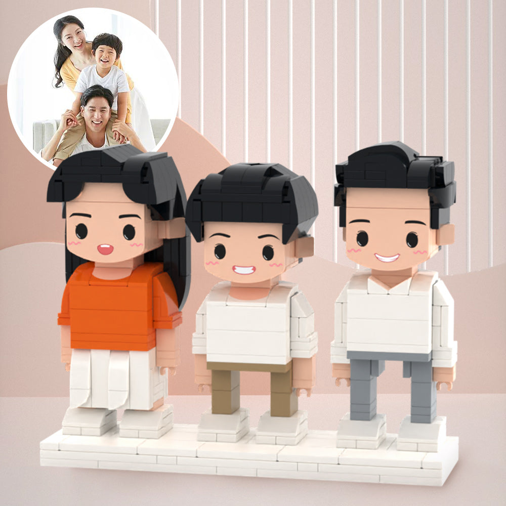 Custom Brick Family Portrait 3 People Full Custom Brick Figures Custom Brick Figures Small Particle Block Toys-Blongser