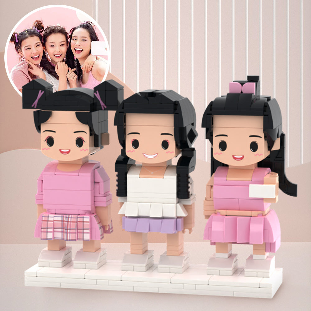 Gifts for Bestie 3 People Full Custom Brick Figures Custom Brick Figures Small Particle Block Toys-Blongser