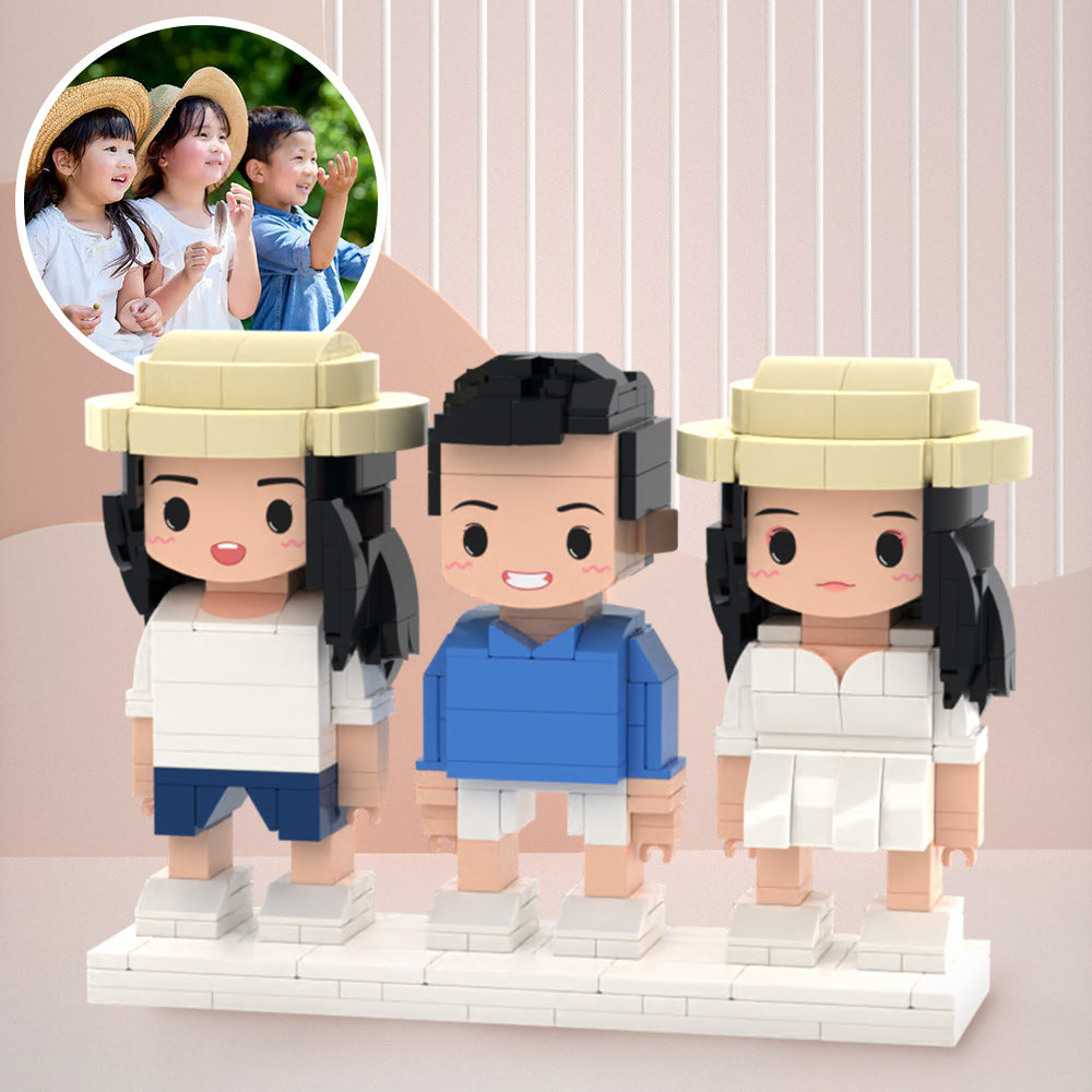Memorial Gift for Kids 3 People Full Custom Brick Figures Custom Brick Figures Small Particle Block Toys-Blongser
