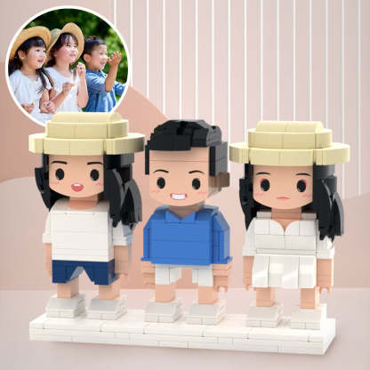 Memorial Gift for Kids 3 People Full Custom Brick Figures Custom Brick Figures Small Particle Block Toys-Blongser