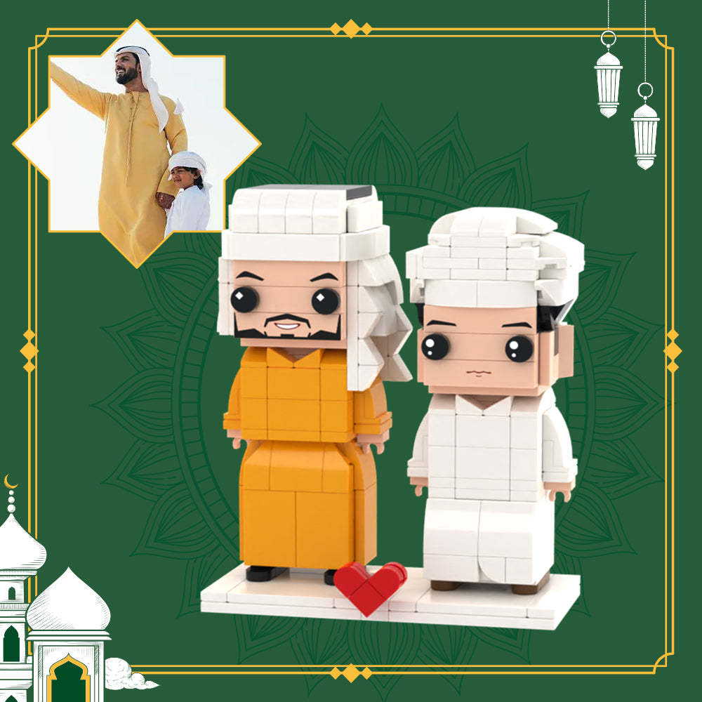 Parent-Child Gift Full Custom 2 People Brick Figures Custom Brick Figures Small Particle Block Toy-Blongser