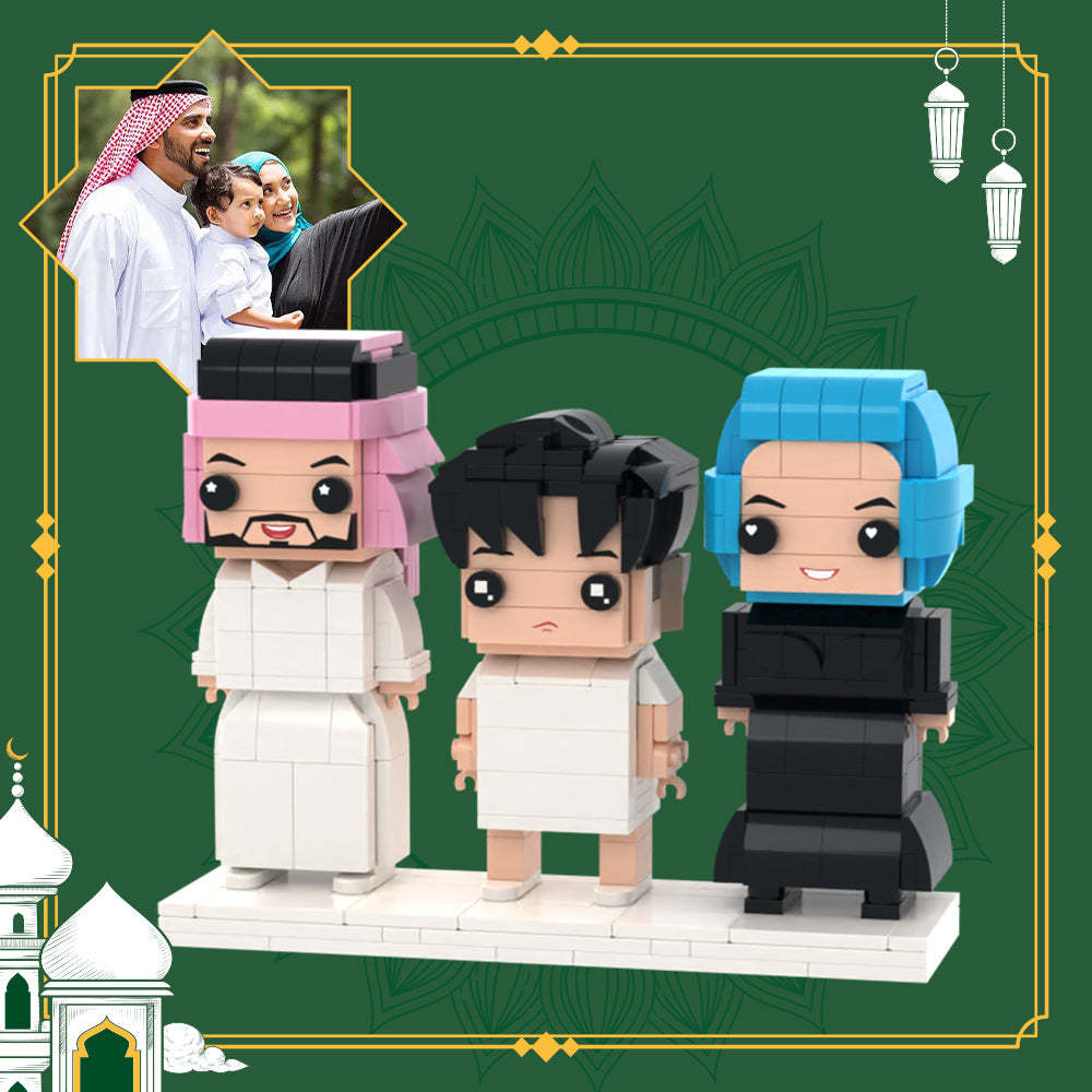 Family Gifts Full Body Customizable 3 People Custom Brick Figures Small Particle Block-Blongser