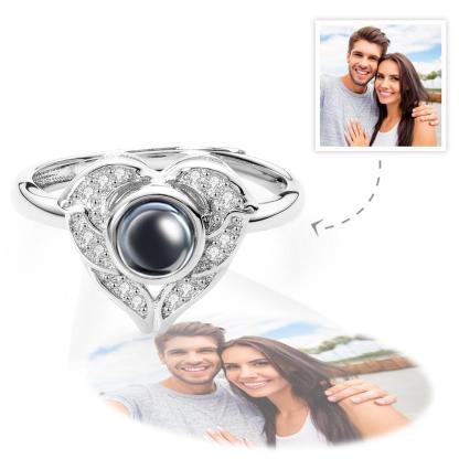 Custom Angel Wing Projection Ring Personalized Photo heart Shaped Ring for Her-Blongser