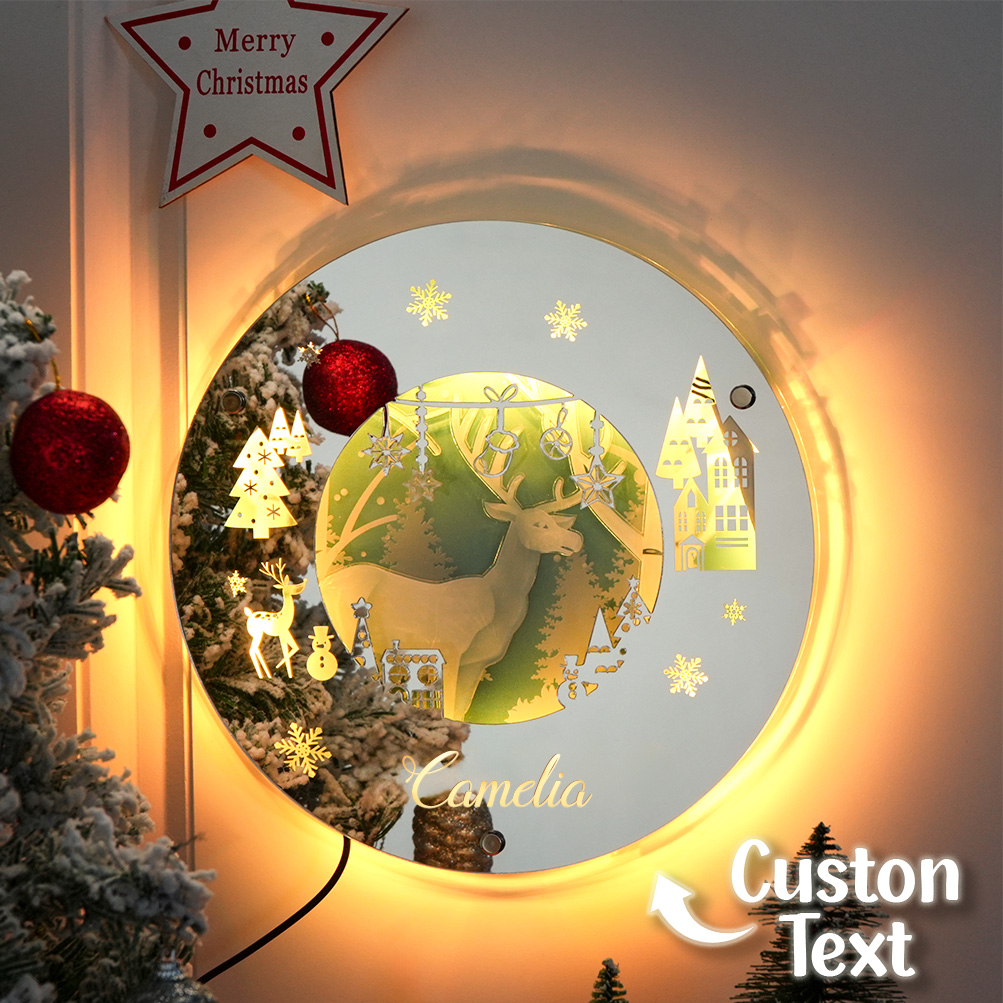 Personalised Name Mirror Lights Christmas Mirror Light Room Decor for Christmas Gift-Blongser